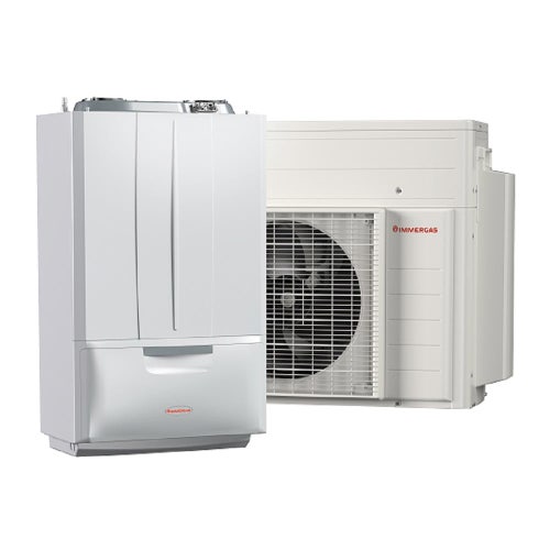 Immagine di Immergas Kit VICTRIX HYBRID PLUS R32 con BASIC MAGIS PRO Pompa di calore ibrida con gruppo idronico, per impianti monozona 3.030699+3.029721+3.030889