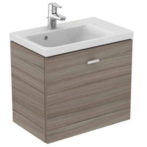 Immagine di Ideal Standard CONNECT SPACE lavabo top asimmetrico L.60 cm, con ripiano a destra, monoforo, con troppopieno, colore bianco E132601