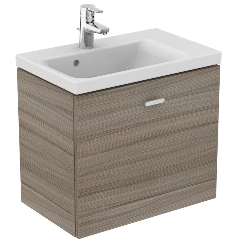 Immagine di Ideal Standard CONNECT SPACE lavabo top asimmetrico L.60 cm, con ripiano a destra, monoforo, con troppopieno, colore bianco E132601