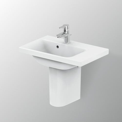Immagine di Ideal Standard CONNECT SPACE lavabo top asimmetrico L.60 cm, con ripiano a destra, monoforo, con troppopieno, colore bianco E132601
