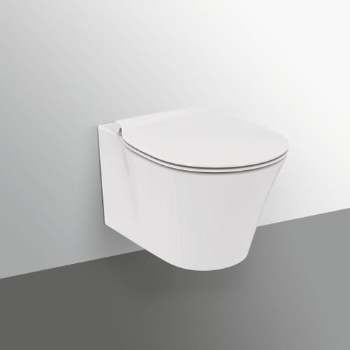 Immagine di Ideal Standard CONNECT AIR set completo sanitari sospesi, vaso con sedile a chiusura ammortizzata e bidet monoforo, colore bianco finitura lucido, moduli installazione COMBIFIX per parete in muratura 110.790.00.1-CONNECT AIR