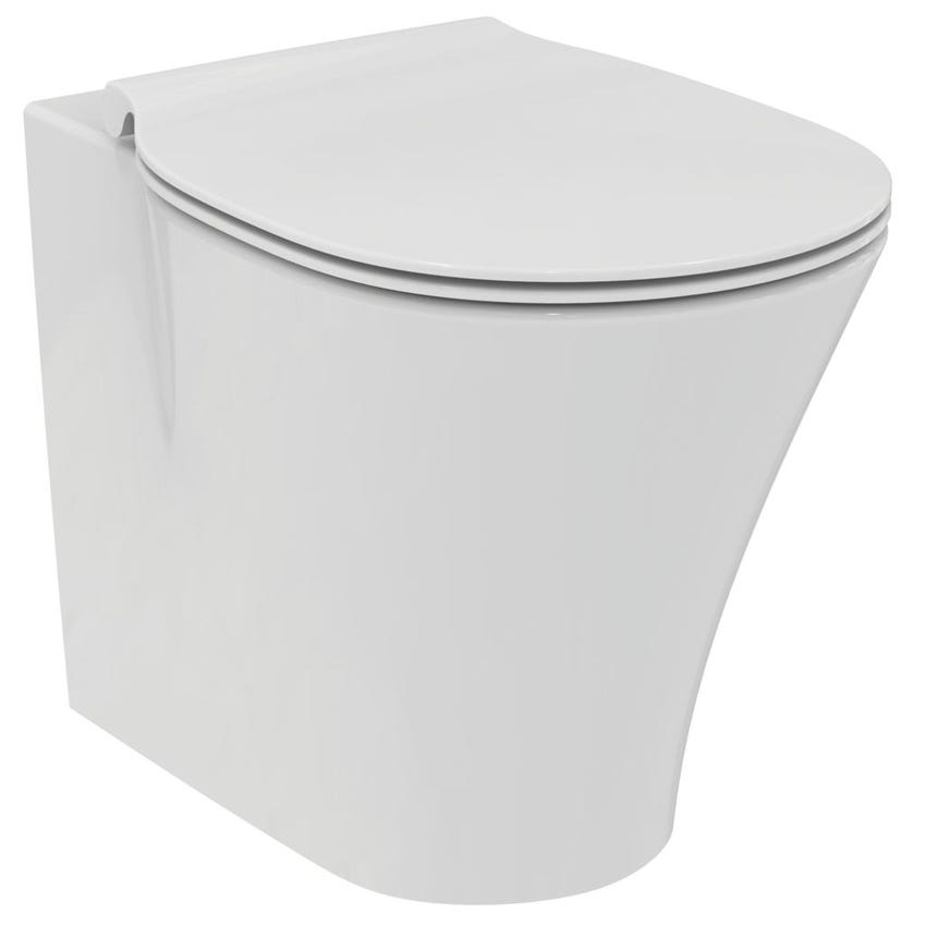 Immagine di Ideal Standard CONNECT AIR vaso a pavimento AquaBlade®, con sedile slim a sgancio rapido, senza chiusura ammortizzata, colore bianco E004301