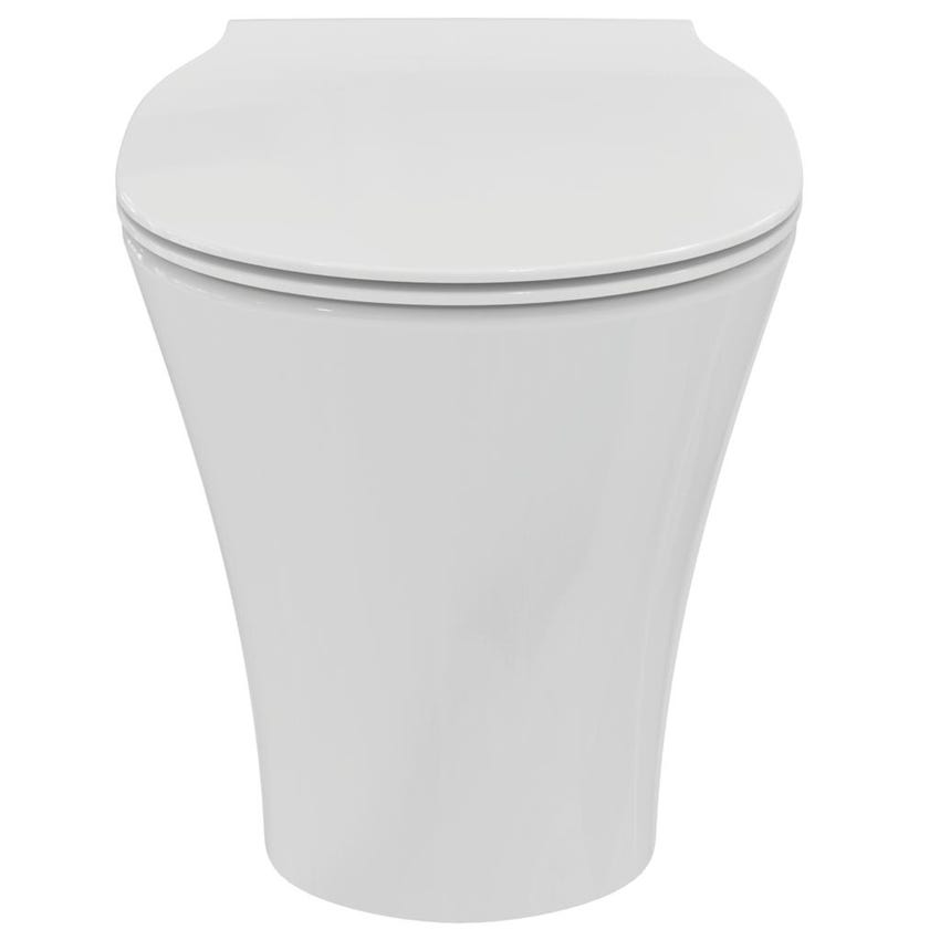 Immagine di Ideal Standard CONNECT AIR set sanitari a pavimento, vaso AquaBlade® con sedile a sgancio rapido, senza discesa rallentata, bidet monoforo con troppopieno, colore bianco finitura lucido E004301-E233401