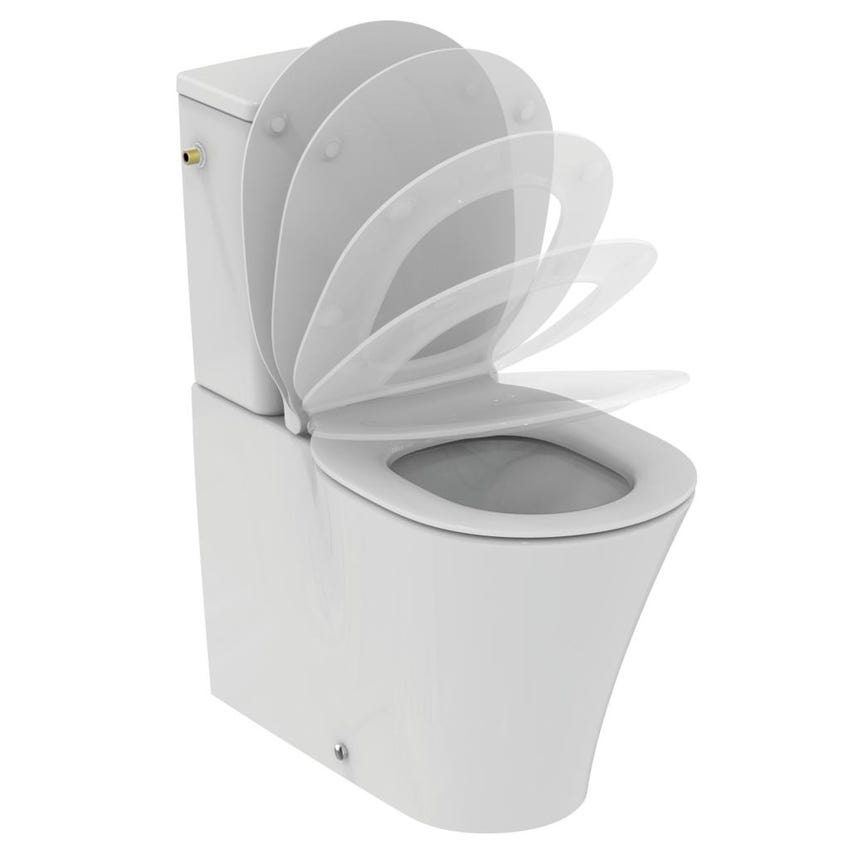 Immagine di Ideal Standard CONNECT AIR vaso a pavimento AquaBlade® filo parete, senza cassetta, con sedile slim con chiusura rallentata, colore bianco E014201