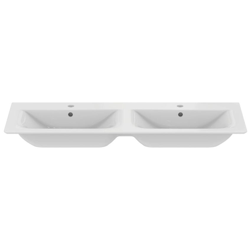 Ideal Standard E027301 CONNECT AIR lavabo top 120 cm, con doppio bacino,  monoforo per doppia rubinetteria, con troppopieno, colore bianco