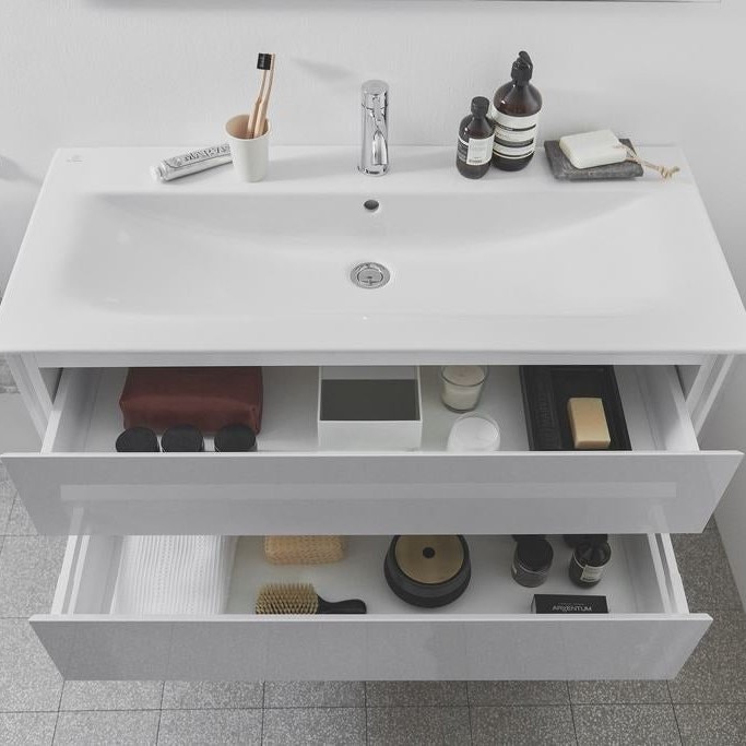 Immagine di Ideal Standard CONNECT AIR lavabo top 100 cm, monoforo, con troppopieno, colore bianco E027401
