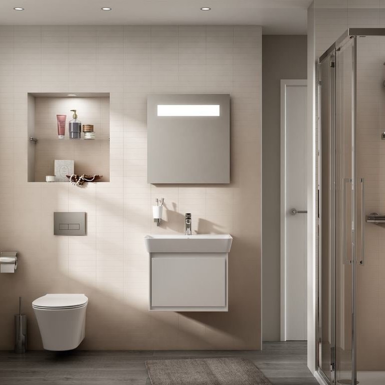 Immagine di Ideal Standard CONNECT AIR lavabo Cube L.60 cm, con foro centrale aperto per la rubinetteria e troppopieno, colore bianco E074201