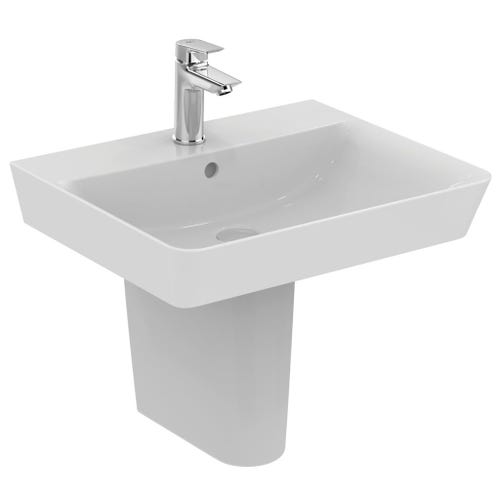 Immagine di Ideal Standard CONNECT AIR lavabo Cube L.55 cm, con foro centrale aperto per la rubinetteria e troppopieno, colore bianco E074401
