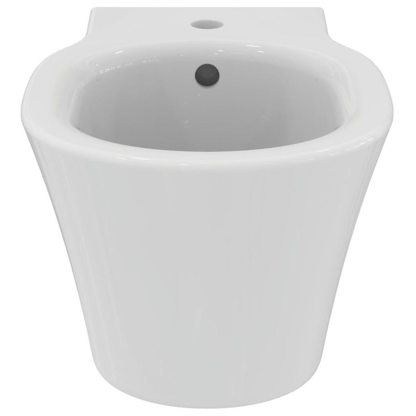 Ideal Standard soluzione bagno completo, sanitari sospesi, lavabo 60 cm,  colore bianco finitura lucido, doccia rettangolare 120x90, colore nero  finitura pietra opaco, mobile sottolavabo 105 cm, finitura noce scuro,  rubinetteria colore nero