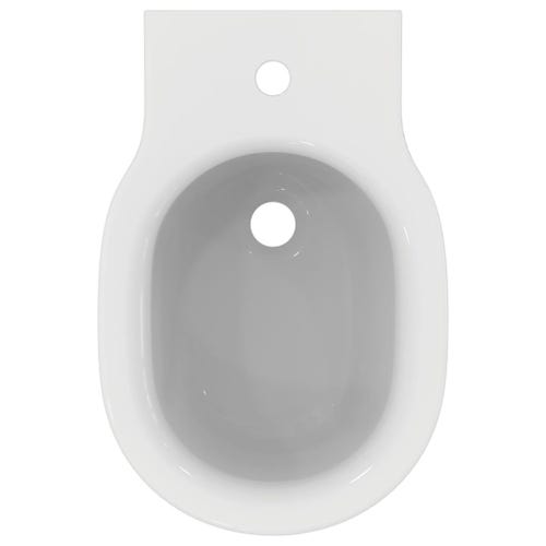 Immagine di Ideal Standard CONNECT AIR set completo sanitari sospesi, vaso con sedile a chiusura ammortizzata e bidet monoforo, colore bianco finitura lucido, moduli installazione COMBIFIX per parete in muratura 110.790.00.1-CONNECT AIR