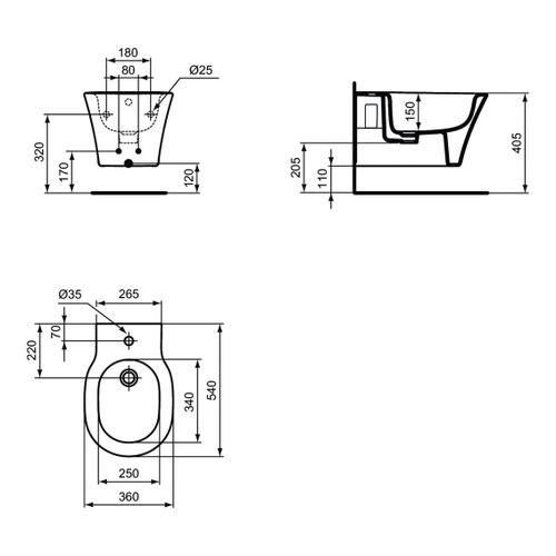 Immagine di Ideal Standard CONNECT AIR set completo sanitari sospesi, vaso con sedile a chiusura ammortizzata e bidet monoforo, colore bianco finitura lucido, moduli installazione COMBIFIX per parete in muratura 110.790.00.1-CONNECT AIR