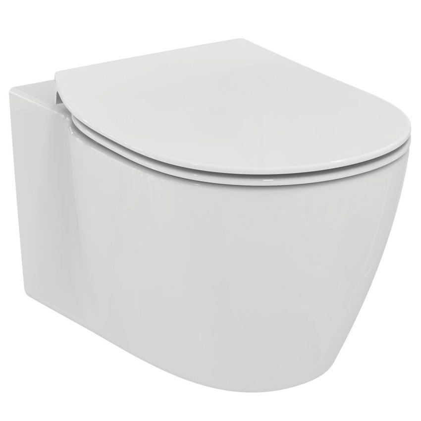 Immagine di Ideal Standard CONNECT vaso sospeso AquaBlade® con fissaggi nascosti, con sedile slim a sgancio rapido, colore bianco E048301