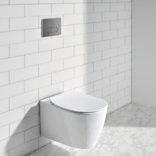 Immagine di Ideal Standard CONNECT vaso sospeso AquaBlade® con fissaggi nascosti, con sedile slim a chiusura rallentata, colore bianco E049301