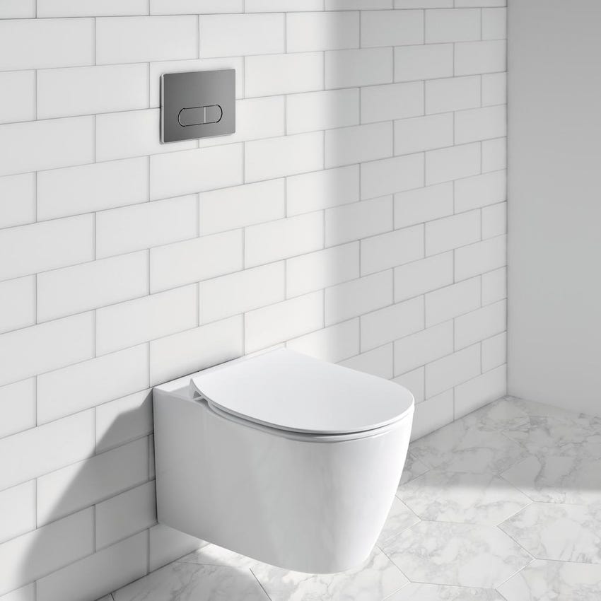 Immagine di Ideal Standard CONNECT vaso sospeso AquaBlade® con fissaggi nascosti, con sedile slim a chiusura rallentata, colore bianco E049301