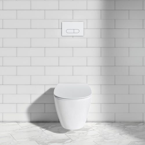Immagine di Ideal Standard CONNECT vaso sospeso AquaBlade® con fissaggi nascosti, con sedile slim a chiusura rallentata, colore bianco E049301