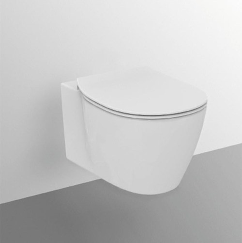 Immagine di Ideal Standard CONNECT vaso sospeso AquaBlade® con fissaggi nascosti, con sedile slim a chiusura rallentata, colore bianco E049301