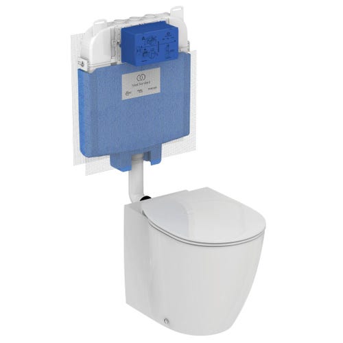 Immagine di Ideal Standard CONNECT vaso a pavimento filo parete AquaBlade®, con sedile slim a sgancio rapido, colore bianco E052501