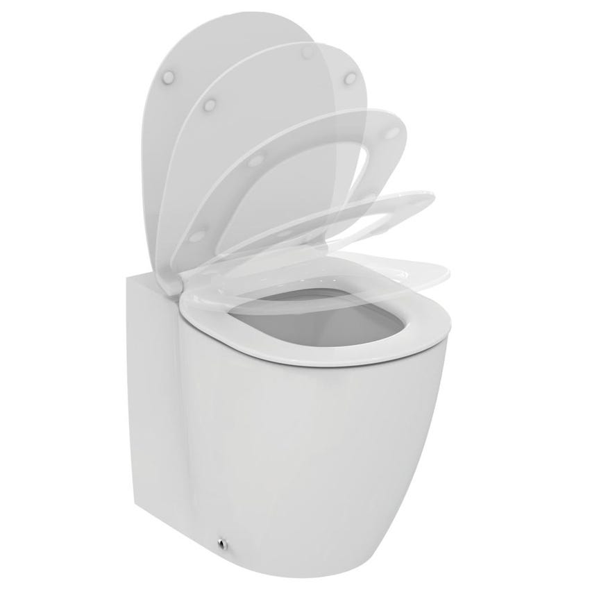 Immagine di Ideal Standard CONNECT vaso a pavimento filo parete AquaBlade®, con sedile slim a chiusura rallentata, colore bianco E052601