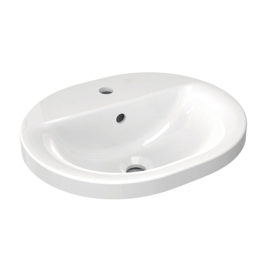 Immagine di Ideal Standard CONNECT lavabo ovale da incasso soprapiano L.48 cm, monoforo, con troppopieno, colore bianco E503801
