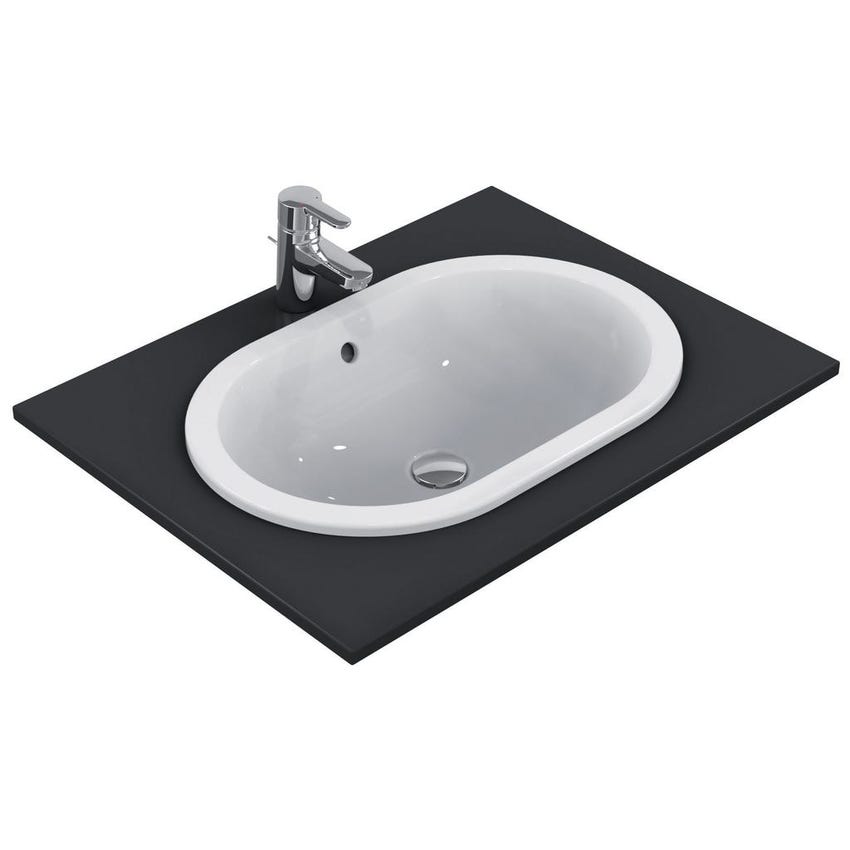 Immagine di Ideal Standard CONNECT lavabo ovale da incasso soprapiano L.62 cm, con troppopieno, colore bianco E504901