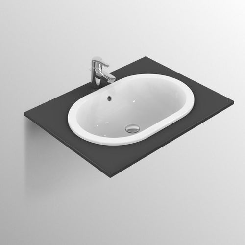 Immagine di Ideal Standard CONNECT lavabo ovale da incasso soprapiano L.62 cm, con troppopieno, colore bianco E504901