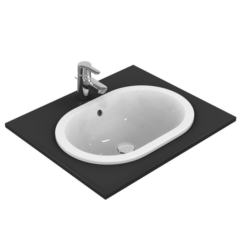 Immagine di Ideal Standard CONNECT lavabo ovale da incasso soprapiano L.55 cm, con troppopieno, colore bianco E504701