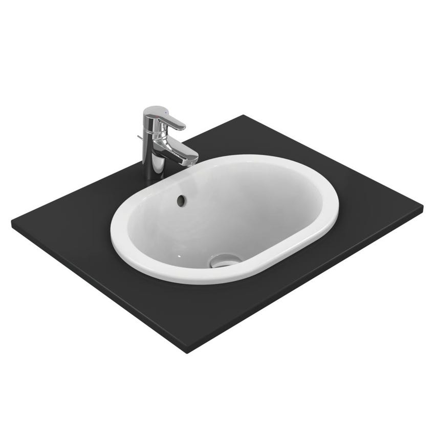 Immagine di Ideal Standard CONNECT lavabo ovale da incasso soprapiano L.48 cm, con troppopieno, colore bianco E504501