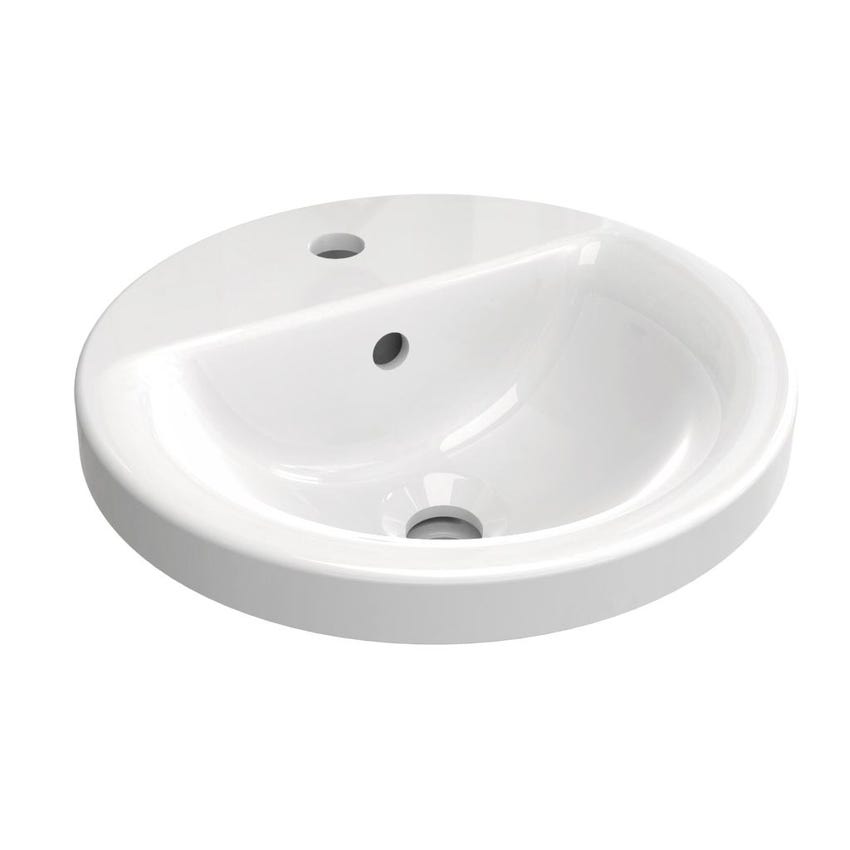 Immagine di Ideal Standard CONNECT lavabo rotondo da incasso soprapiano Ø 38 cm, monoforo, con troppopieno, colore bianco E504101