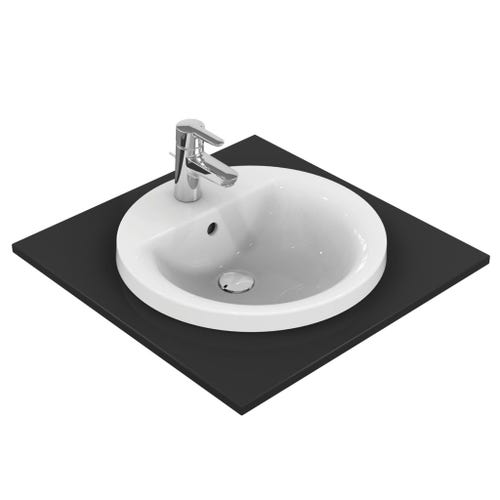 Immagine di Ideal Standard CONNECT lavabo rotondo da incasso soprapiano Ø 48 cm, monoforo, con troppopieno, colore bianco E504201