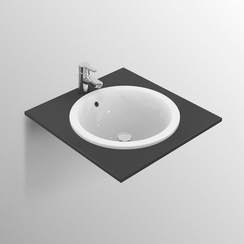 Immagine di Ideal Standard CONNECT lavabo rotondo da incasso soprapiano Ø 38 cm, con troppopieno, colore bianco E505101