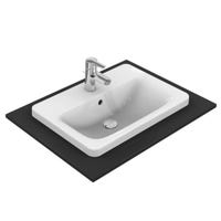 Immagine di Ideal Standard CONNECT lavabo rettangolare da incasso soprapiano L.58 cm, monoforo, con troppopieno, colore bianco E504401
