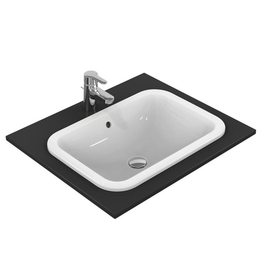 Immagine di Ideal Standard CONNECT lavabo rettangolare da incasso soprapiano L.58 cm, con troppopieno, colore bianco E505901