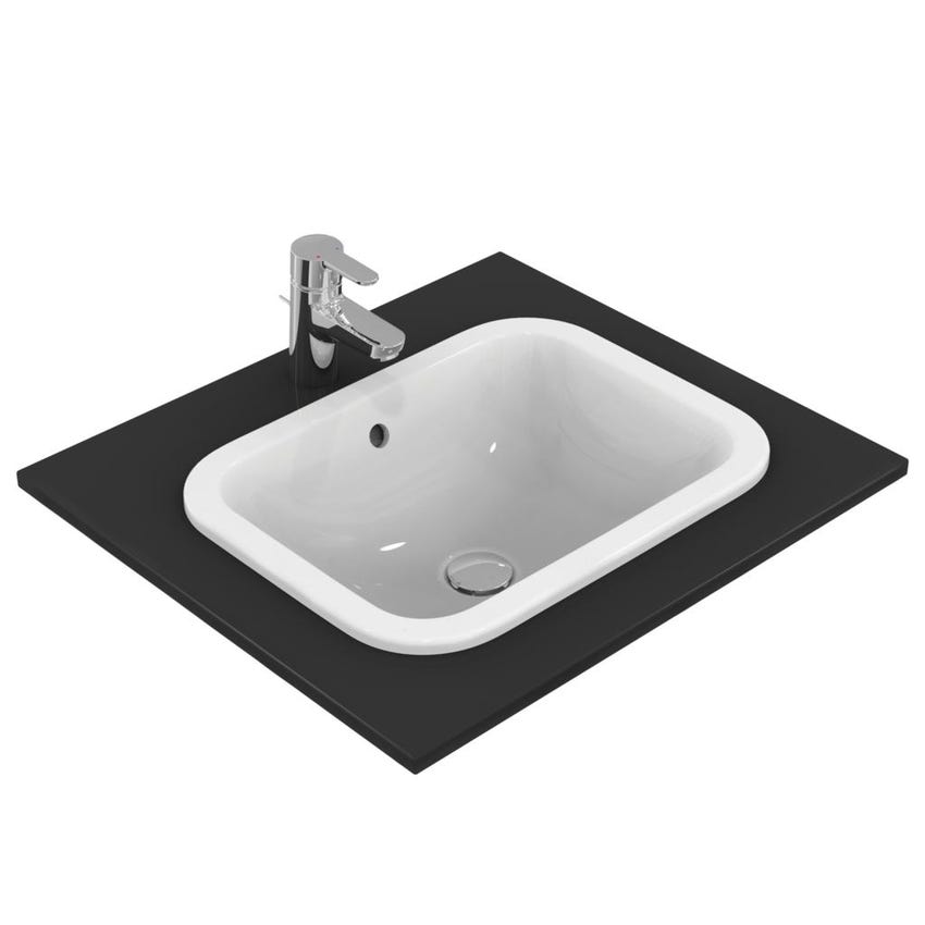 Immagine di Ideal Standard CONNECT lavabo rettangolare da incasso soprapiano L.50 cm, con troppopieno, colore bianco E505701