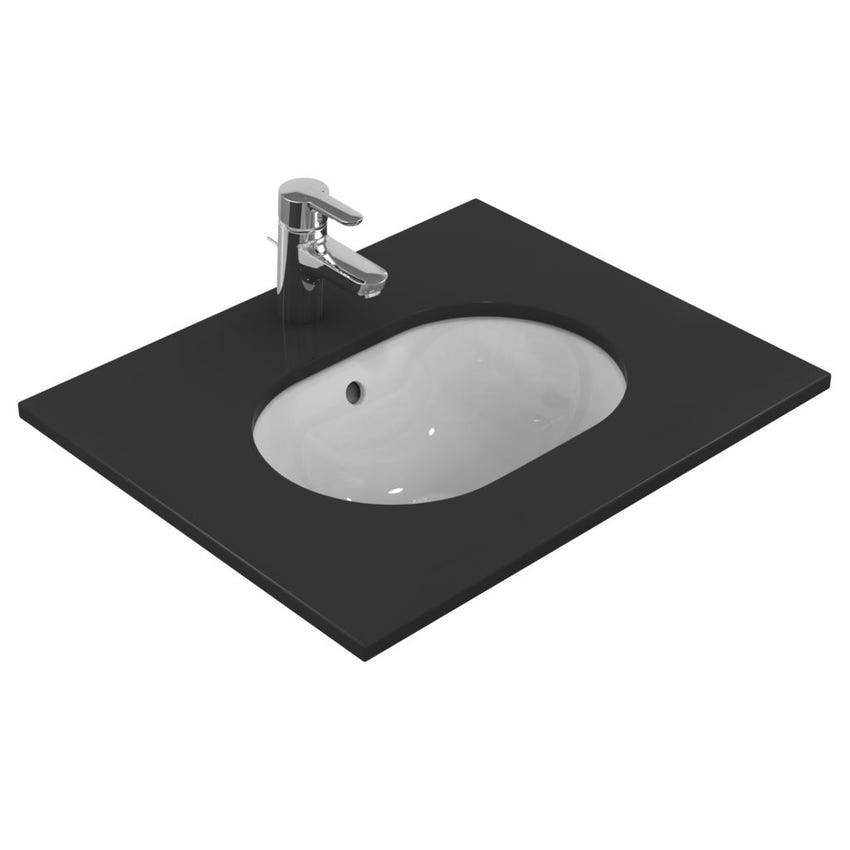 Immagine di Ideal Standard CONNECT lavabo ovale da incasso sottopiano totale L.48 cm, con troppopieno, colore bianco E504601