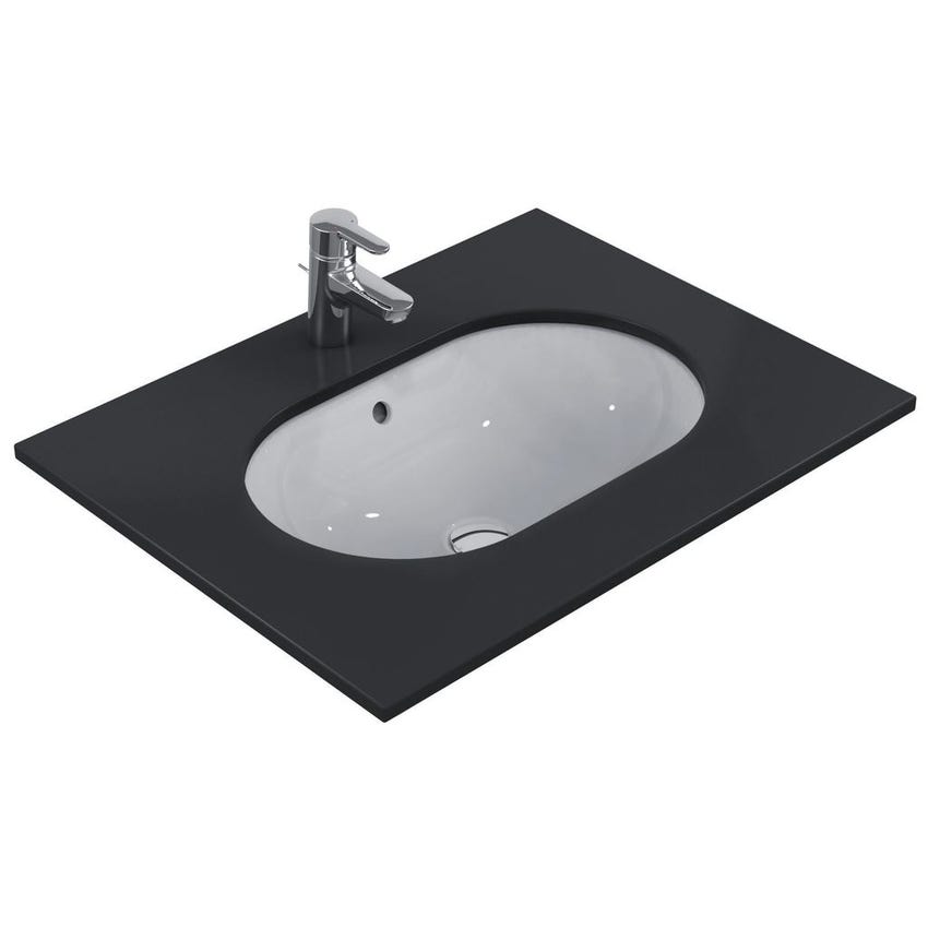 Immagine di Ideal Standard CONNECT lavabo ovale da incasso sottopiano totale L.62 cm, con troppopieno, colore bianco E505001