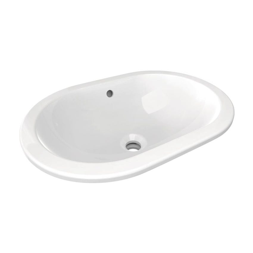 Immagine di Ideal Standard CONNECT lavabo ovale da incasso sottopiano totale L.55 cm, con troppopieno, colore bianco E504801