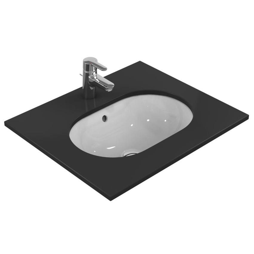 Ideal Standard E504801 CONNECT lavabo ovale da incasso sottopiano totale  L.55 cm, con troppopieno, colore bianco