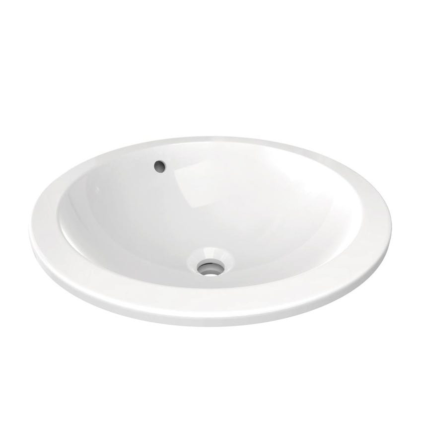 Immagine di Ideal Standard CONNECT lavabo rotondo da incasso sottopiano totale Ø 48 cm, con troppopieno, colore bianco E505401