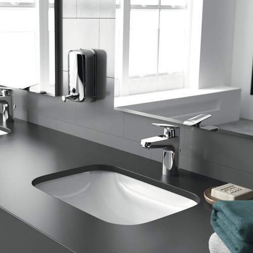 Immagine di Ideal Standard CONNECT lavabo rettangolare da incasso sottopiano totale L.42 cm, con troppopieno, colore bianco E505601