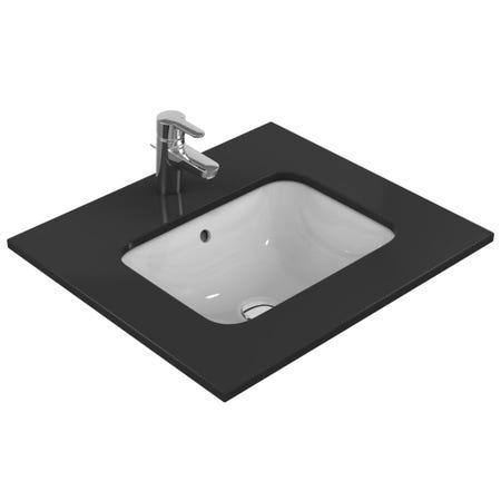 Immagine di Ideal Standard CONNECT lavabo rettangolare da incasso sottopiano totale L.50 cm, con troppopieno, colore bianco E505801