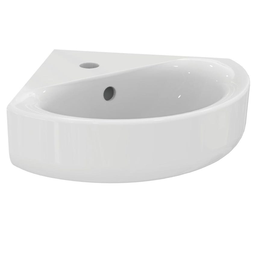 Immagine di Ideal Standard CONNECT lavamani angolare Arc 48 cm, monoforo, con troppopieno, colore bianco E713601