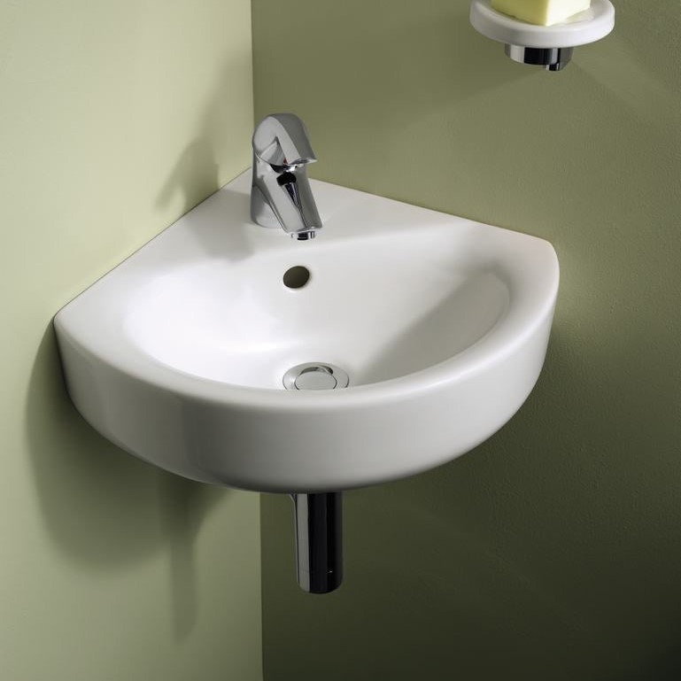 Ideal Standard E713601 CONNECT lavamani angolare Arc 48 cm, monoforo, con  troppopieno, colore bianco