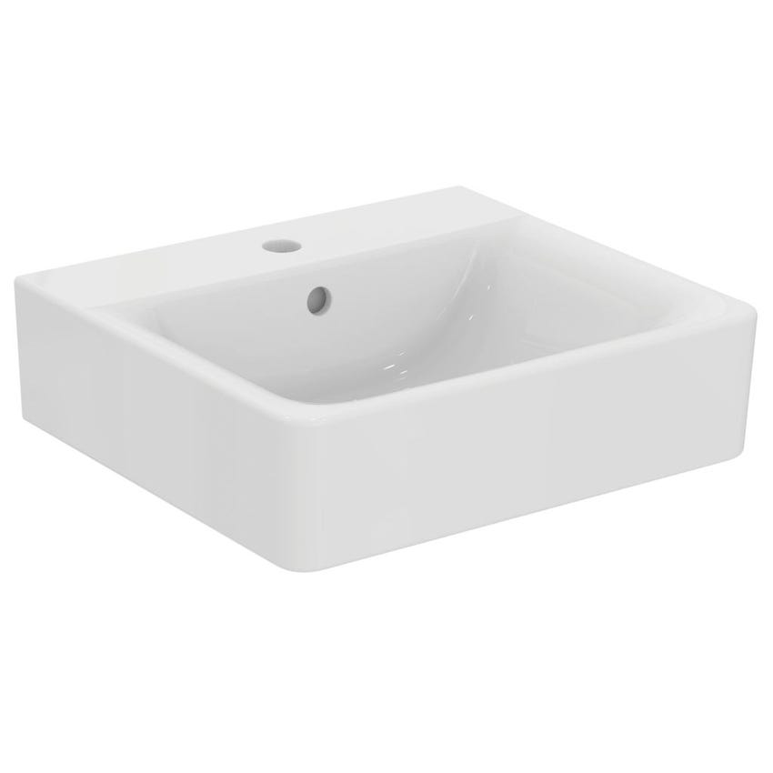 Immagine di Ideal Standard CONNECT lavabo Cube L.50 cm, monoforo, con troppopieno, colore bianco E713801