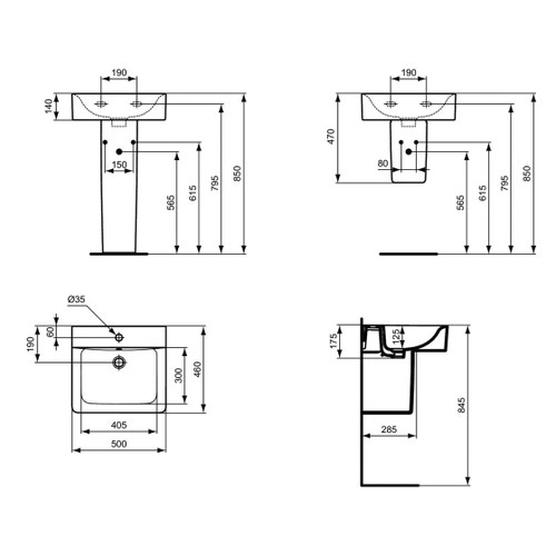 Immagine di Ideal Standard CONNECT lavabo Cube L.50 cm, monoforo, con troppopieno, colore bianco E713801