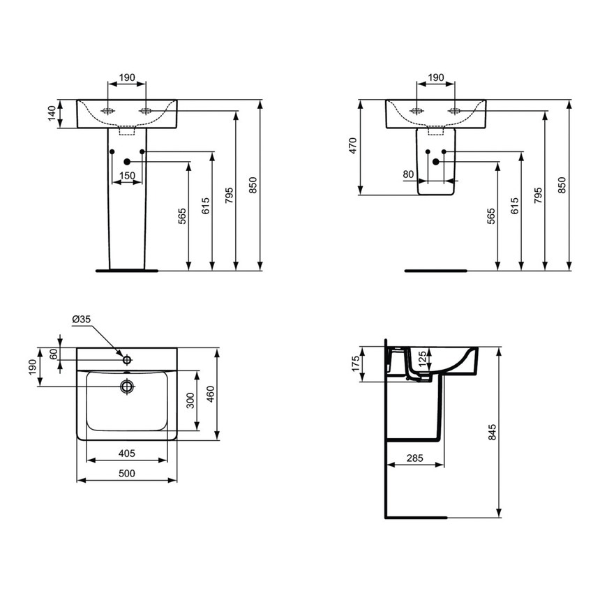 Immagine di Ideal Standard CONNECT lavabo Cube L.50 cm, monoforo, con troppopieno, colore bianco E713801