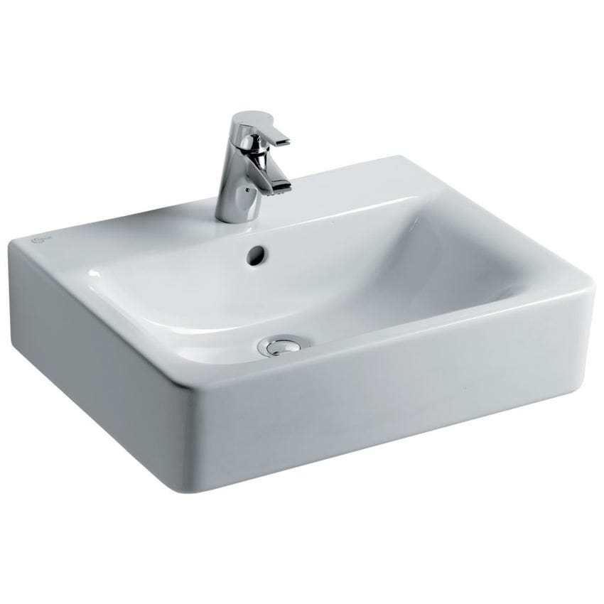 Immagine di Ideal Standard CONNECT lavabo Cube L.55 cm, monoforo, con troppopieno, colore bianco E713901
