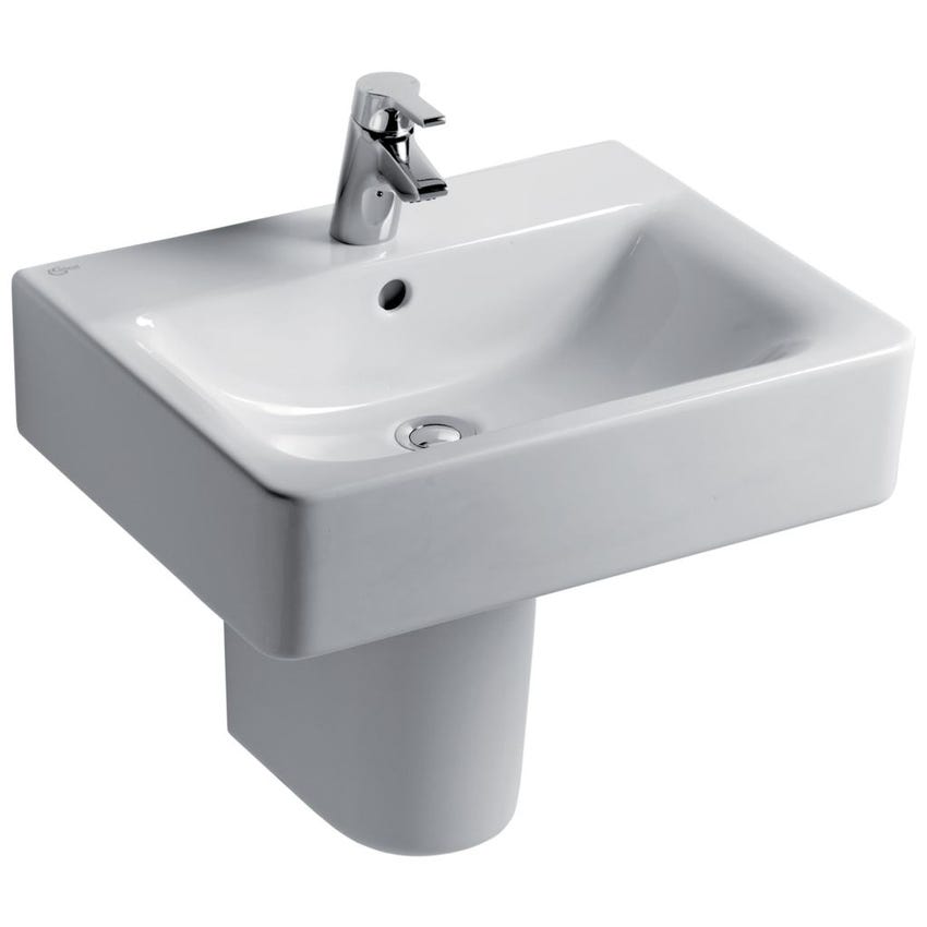 Immagine di Ideal Standard CONNECT lavabo Cube L.55 cm, monoforo, con troppopieno, colore bianco E713901