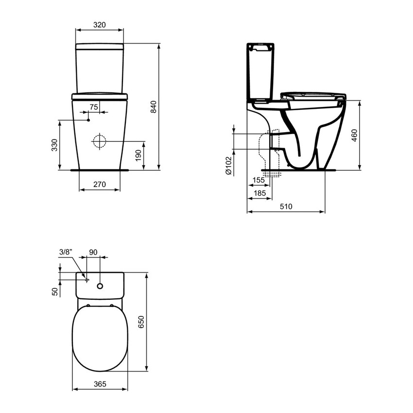 Immagine di Ideal Standard CONNECT SPACE cassetta Cube completa di batteria double flush, colore bianco E714301