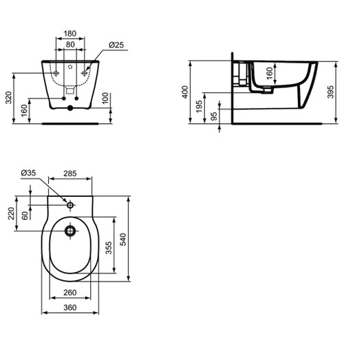 Immagine di Ideal Standard CONNECT bidet sospeso monoforo, con fissaggi nascosti, colore bianco E772201