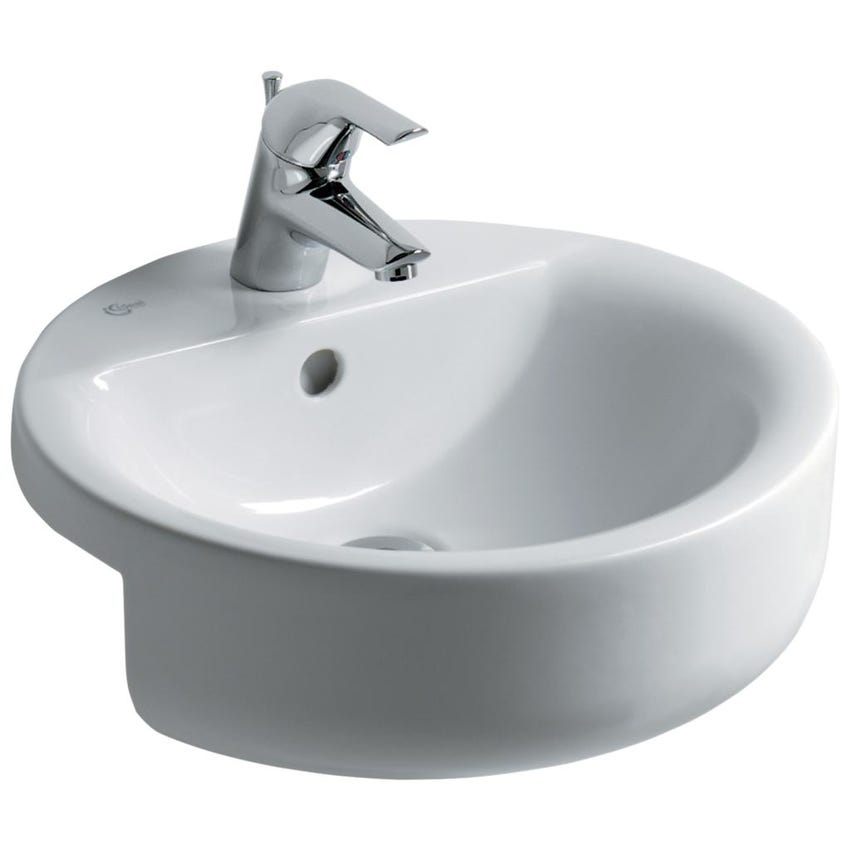 Immagine di Ideal Standard CONNECT lavabo Sphere da semincasso L.55 cm, monoforo, con troppopieno, colore bianco E806501